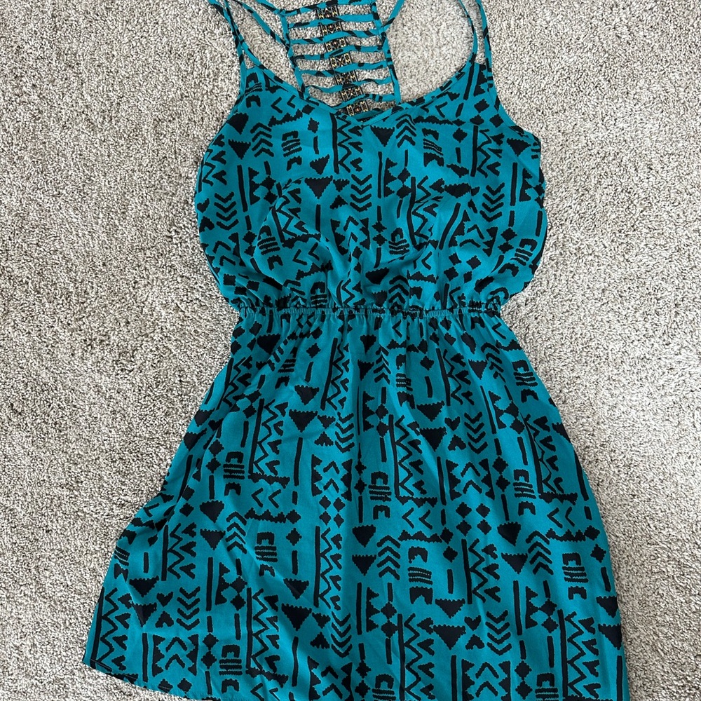 Blue and Black Patterned Dress